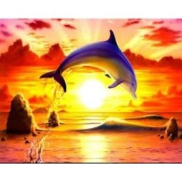 Malowanie po numerach Delfin na tle zachodu słońca 40 x 50cm 5552