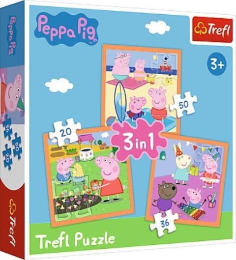 TREFL 34852 Puzzle 3w1 Pomysłowa Świnka Peppa