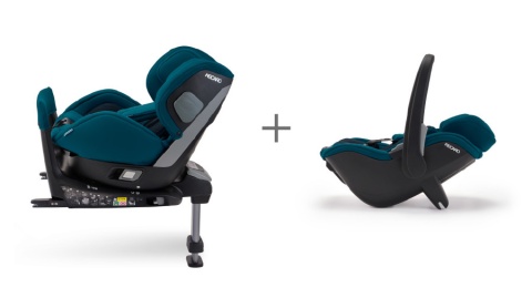 Salia Elite i-Size Recaro 0-18 kg 40-105 cm max. 4 lata obrotowy, 2w1 nosidełko i fotelik dziecięcy w jednym - Prime Frozen Blue