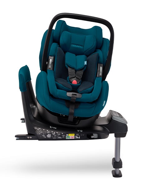 Salia Elite i-Size Recaro 0-18 kg 40-105 cm max. 4 lata obrotowy, 2w1 nosidełko i fotelik dziecięcy w jednym - Prime Mat Black