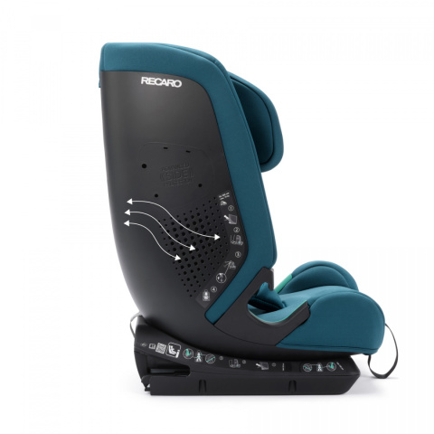 Toria Elite i-Size Recaro 76-150 cm 15 mies-12 lat 9-36kg fotelik samochodowy dla dzieci do 12 lat - Prime Frozen Blue