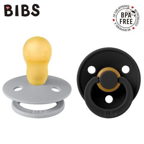 BIBS COLOUR 2-PACK CLOUD & BLACK L Smoczek Uspokajający kauczuk Hevea