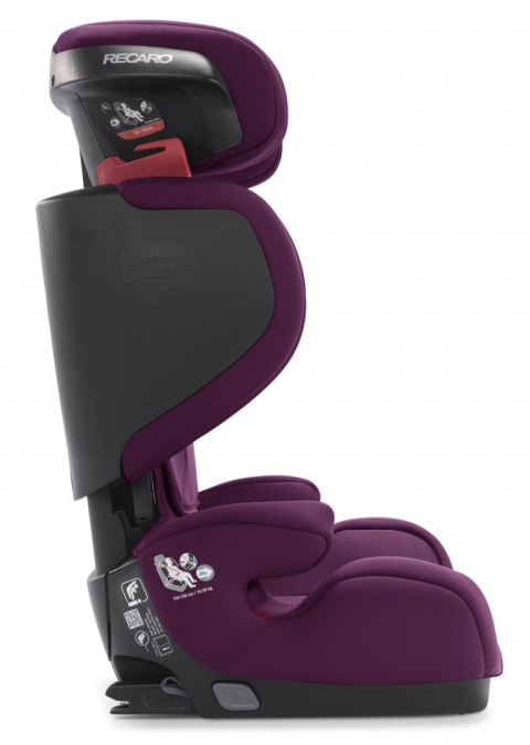 Mako 2 Recaro 100 - 150 cm i-Size 15-36 kg około 3,5 - 12 lat fotelik samochodowy dla dzieci do 12 roku - Core Very Berry