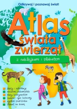 Książka Atlas zwierząt świata z naklejkami i plakatem