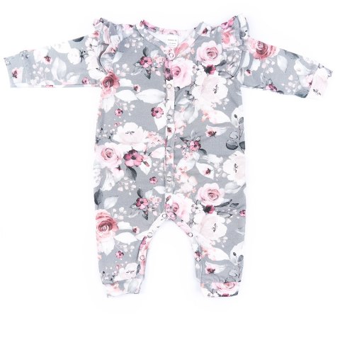 BABY 01336 Pajac niemowlęcy dł rękaw Grey Rose 68/74