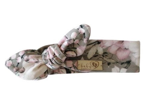 BABY 01155 Opaska niemowlęca Grey Roses 3-6mc