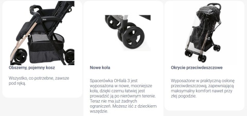 OHLALA 3 Chicco ultra lekki wózek spacerowy, składana rączka, waga 4,2 kg - Black ECO+ RE_LUX