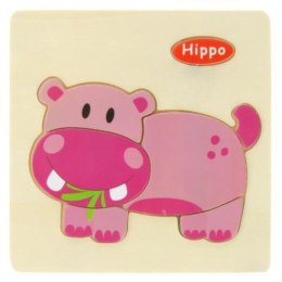 Układanka edukacyjna Hipopotam, drewno