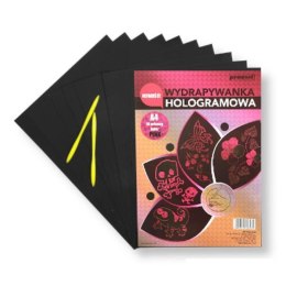 Wydrapywanka hologramowa A4 (10 arkuszy) różowa + 2 rylce HP-09