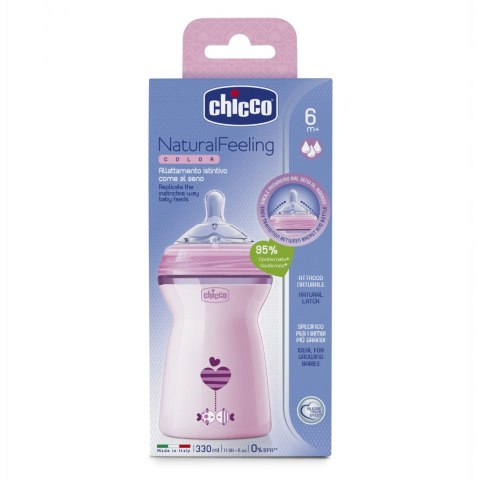 CHICCO 00081335100000 Butelka NF plastikowa 6m+ 330 ml girl