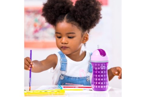 CHICCO 00006991100000 Kubek termiczny ze słomką do nauki picia 14m+ girl