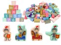 Drewniane Klocki Zamek Rycerz Smok 66 Elementów Gra Puzzle