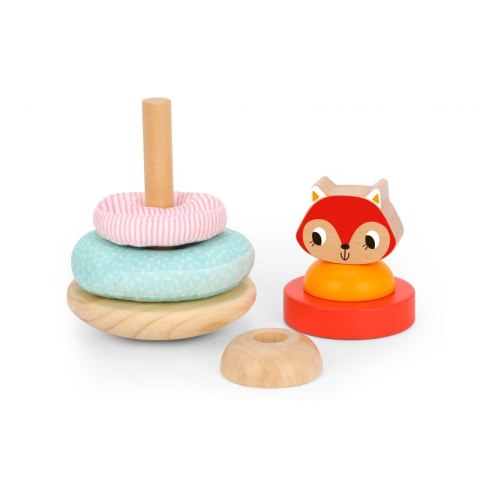 TOOKY TOY Drewniana Układanka Montessori Piramidka Wieża Lisek 6 el. FSC