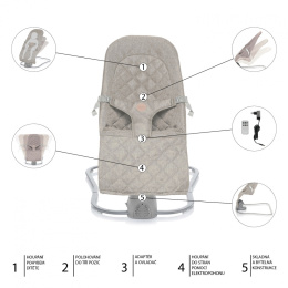 HAPPY Zopa elektryczny leżaczek bujaczek dla dzieci od urodzenia do 9 kg - Diamond Beige