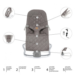 HAPPY Zopa elektryczny leżaczek bujaczek dla dzieci od urodzenia do 9 kg - Diamond Grey