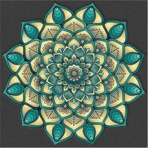 Diamentowa mozaika Mandala 7D Koło niebiesko seledynowe 30x30cm 1006552