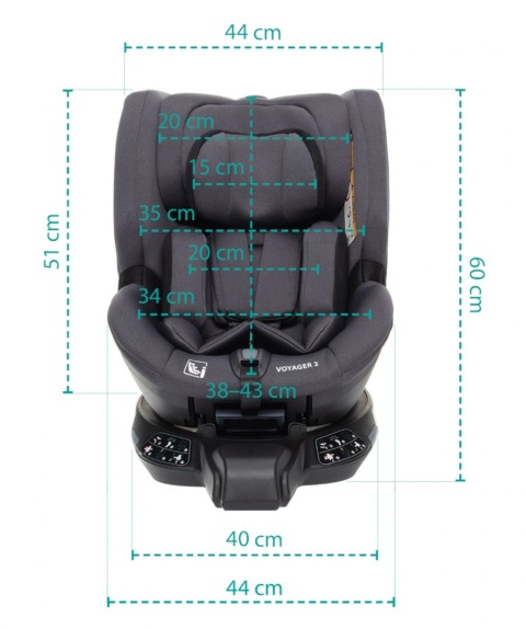 Voyager 2 i-Size Zopa 0-18 kg do 105 cm dziecięcy obrotowy fotelik samochodowy z IsoFix - Night Black