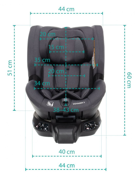 Voyager 2 i-Size Zopa 0-18 kg do 105 cm dziecięcy obrotowy fotelik samochodowy z IsoFix - Silver Grey