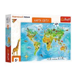 Puzzle edukacyjne dla dzieci 104el Mapa świata wersja ukraińska 15566 Trefl