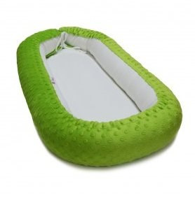 SuperMami Kojec MINKY bawełna dla noworodka " Baby nest " - biel/zieleń