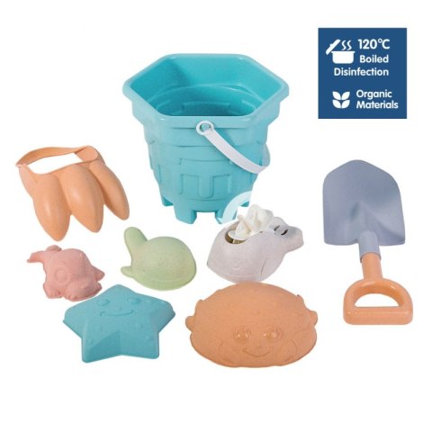 WOOPIE GREEN Zestaw do Piasku w Wiaderku 8 el. BIODEGRADOWALNY ORGANICZNY MATERIAŁ