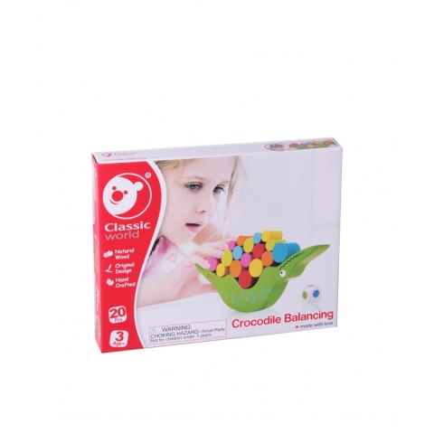 CLASSIC WORLD Gra Zręcznościowa Balansujący dla Dzieci Krokodyl + Kostka 20 el.