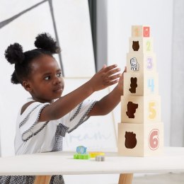 VIGA Drewniana Piramidka Układanka Klocki Sorter Montessori