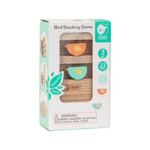 CLASSIC WORLD Drewniana Gra Edukacyjna Chwiejąca się Wieża Układanie Klocków 23el.