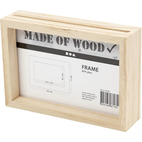 Drewniana Ramka z 2 Szybkami 16x11 cm