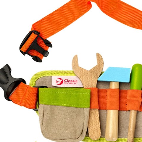 CLASSIC WORLD Drewniane Narzędzia Zestaw Majsterkowicza Pas + Akc