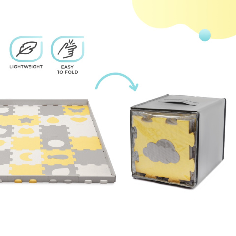 LUNO SHAPES Kinderkraft Mata Piankowa Puzzle LUNO 30 el. 165 cm x 185 cm - Yellow