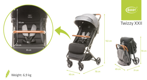 Twizzy 4Baby wózek spacerowy do 22 kg - Green
