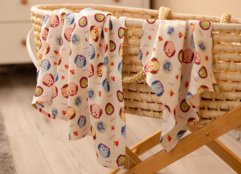 Komplet pieluch bambusowych Sensillo 30X35 75X75 - Sowy