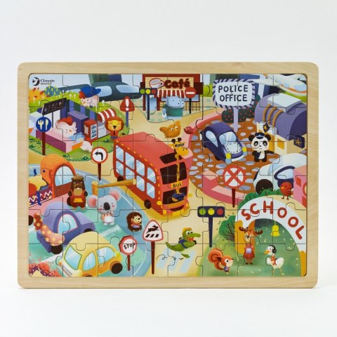 CLASSIC WORLD Drewniane Puzzle Miasto Zwierząt 48 el.
