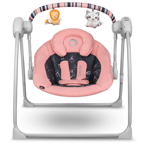 RUBEN Lionelo Huśtawka elektroniczna 5 prędkości, 12 melodii, do 12kg - Pink Baby