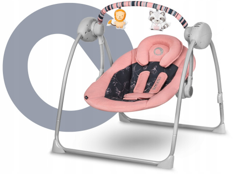 RUBEN Lionelo Huśtawka elektroniczna 5 prędkości, 12 melodii, do 12kg - Pink Baby