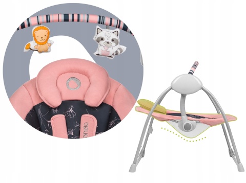 RUBEN Lionelo Huśtawka elektroniczna 5 prędkości, 12 melodii, do 12kg - Pink Baby