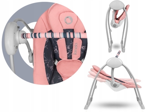 RUBEN Lionelo Huśtawka elektroniczna 5 prędkości, 12 melodii, do 12kg - Pink Baby