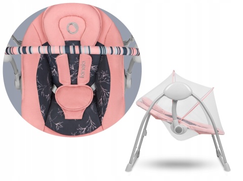 RUBEN Lionelo Huśtawka elektroniczna 5 prędkości, 12 melodii, do 12kg - Pink Baby