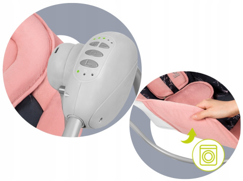 RUBEN Lionelo Huśtawka elektroniczna 5 prędkości, 12 melodii, do 12kg - Pink Baby