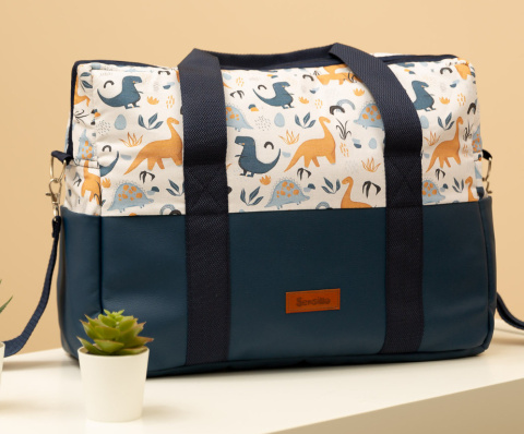 Torba do wózka z ekoskórą Sensillo - NIEBIESKI DINOZAURY