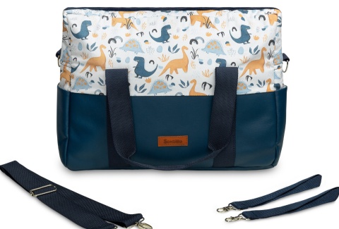 Torba do wózka z ekoskórą Sensillo - NIEBIESKI DINOZAURY