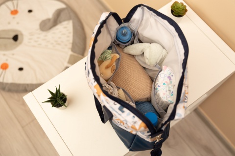 Torba do wózka z ekoskórą Sensillo - NIEBIESKI DINOZAURY