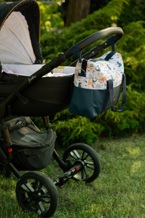 Torba do wózka z ekoskórą Sensillo - NIEBIESKI DINOZAURY