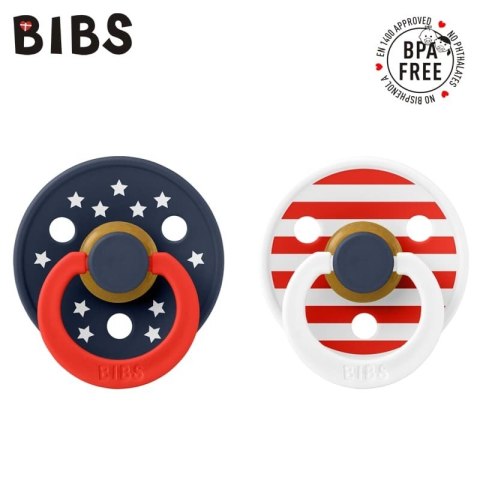 BIBS COLOUR 2-PACK STARS & STRIPES M Smoczek Uspokajający kauczuk Hevea