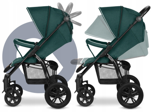 Annet Tour Lionelo do 22kg wózek spacerowy, duże gumowe koła - Green Turquoise