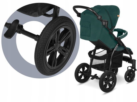 Annet Tour Lionelo do 22kg wózek spacerowy, duże gumowe koła - Green Turquoise
