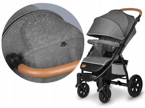 Annet Tour Lionelo do 22kg wózek spacerowy, duże gumowe koła - Grey Stone