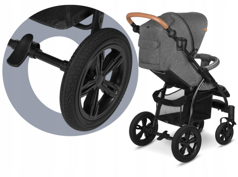 Annet Tour Lionelo do 22kg wózek spacerowy, duże gumowe koła - Grey Stone