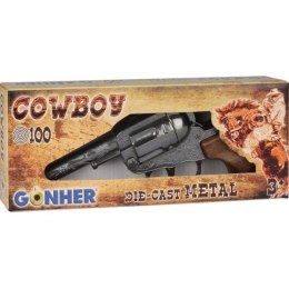 Pistolet Rewolwer kowbojski 100 strzałów metalowy GONHER 101/0